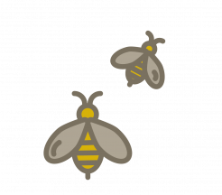 Pictogramme de l'AIS#Emploi représentant l'essaimage avec deux abeilles