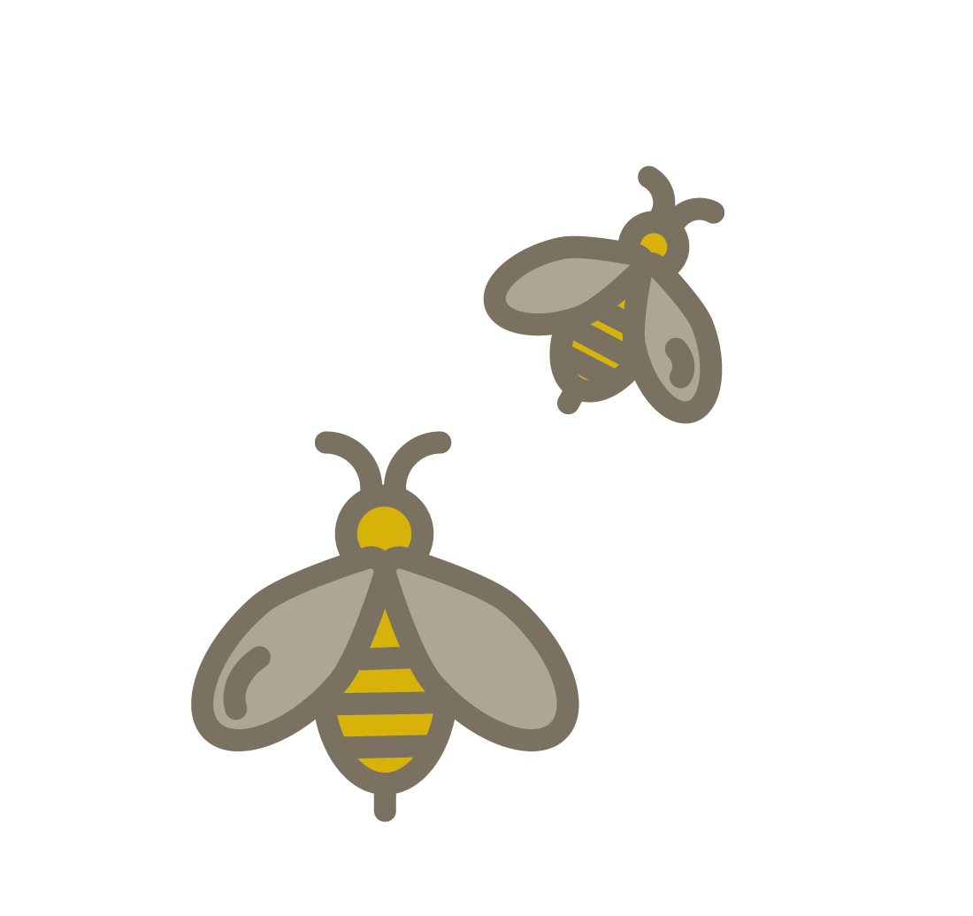 Pictogramme de l'AIS#Emploi représentant l'essaimage avec deux abeilles