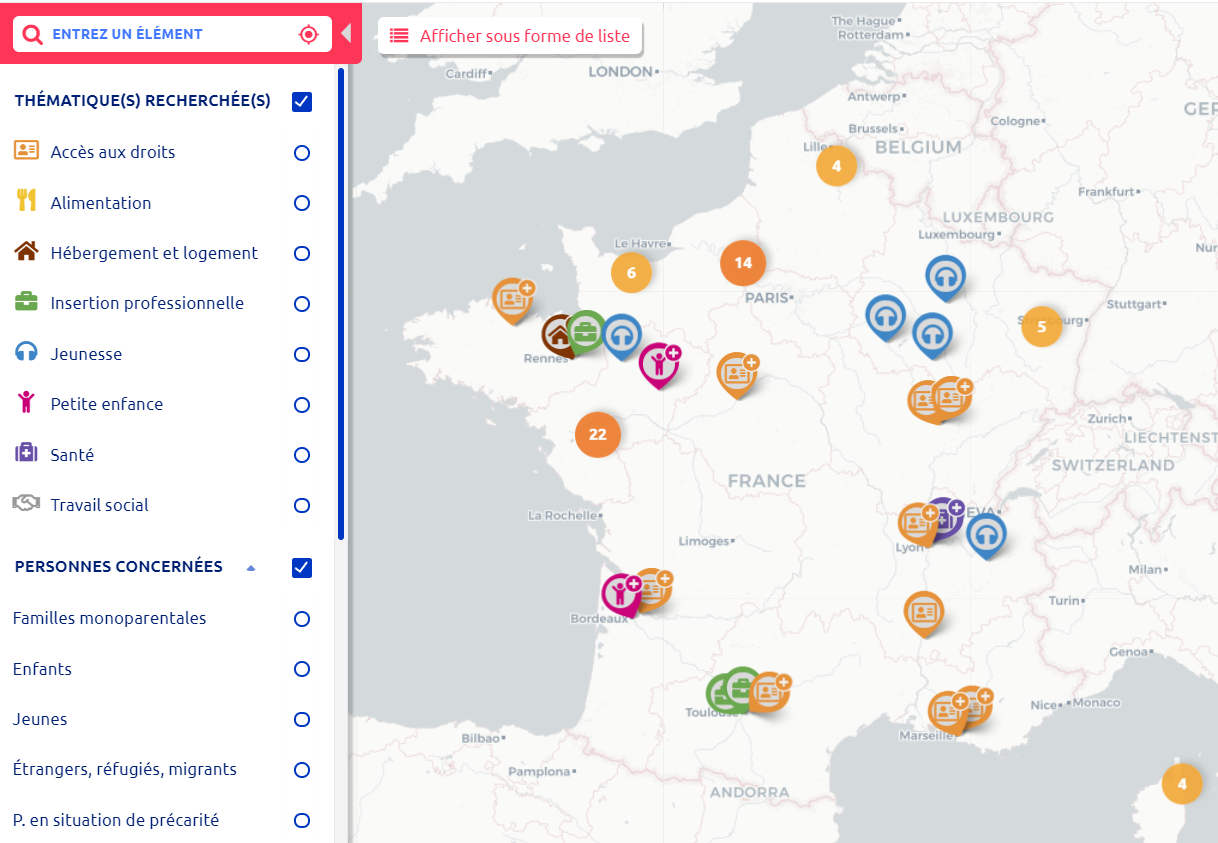 Cartographie des lieux de participation