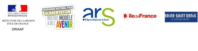 Logo de la DRIAFF, du Programme national pour l'alimentation, de l'ARS, de l'IDF et de la Seine-Saint-Denis