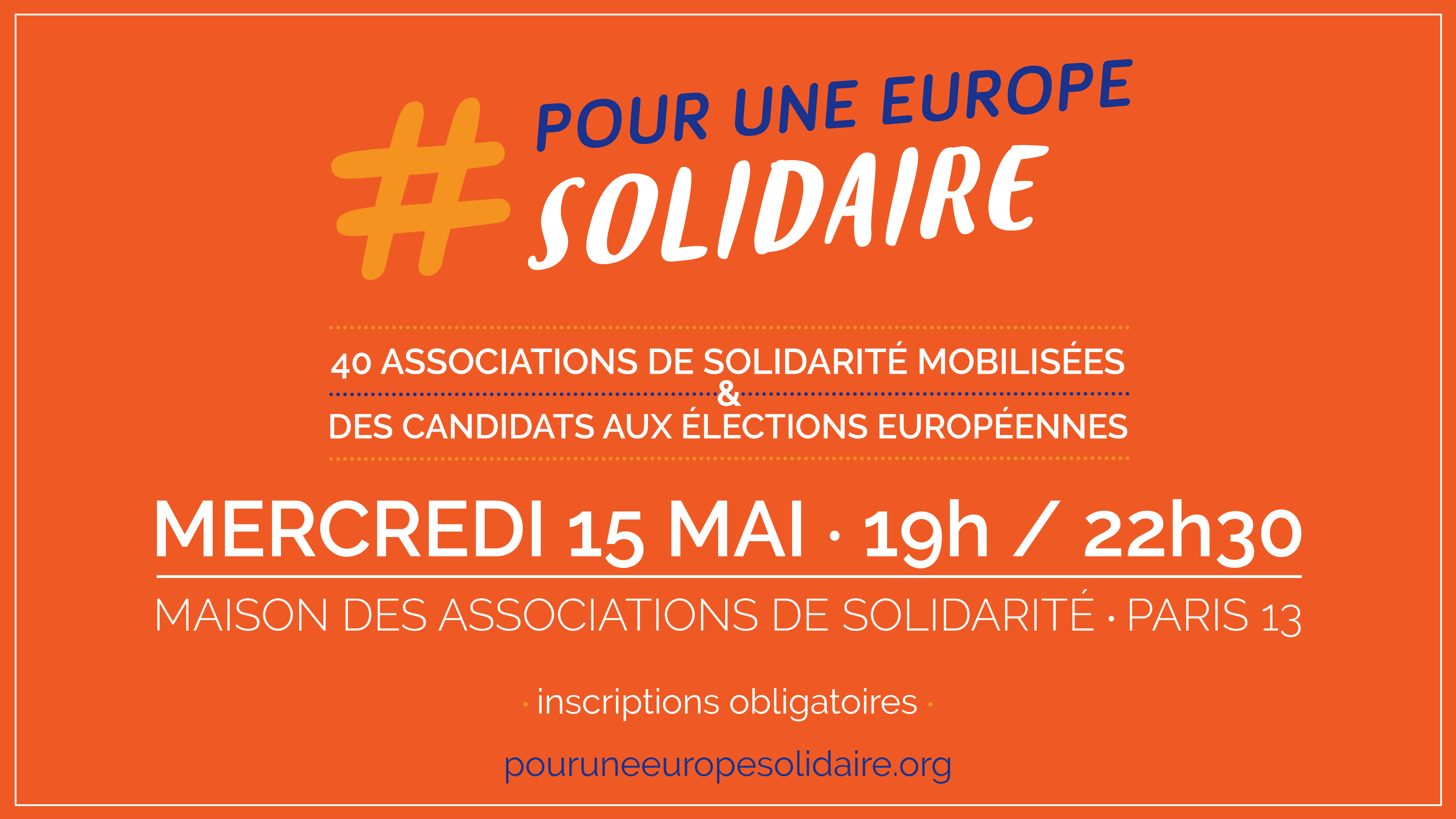 Visuel événement pour une Europe solidaire le 15 Mai 2019